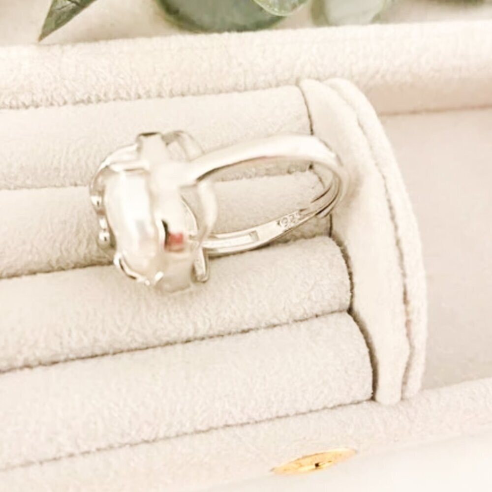 925 Sterling Silver Chunky Ring Square Boho Silver Statement Ring Unique Ring - Picture 8 of 8